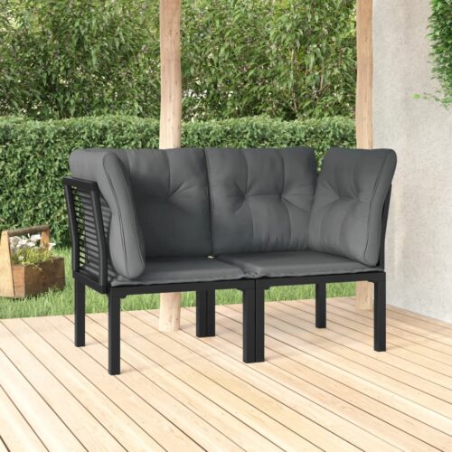 2pcs 2-Seater Garden Chairs Wicker Rattan Outdoor Patio Sofa Lounge Bench Grey - Image 11