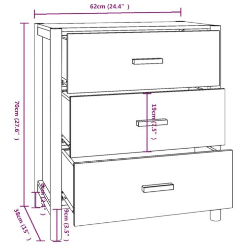 Sideboard White 62x38x70cm Engineered Wood - Image 8