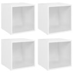 4pcs Set Wooden Wall Cabinet Display Table Bookshelf Storage Shelf Rack Shelves