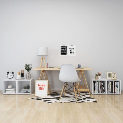 4pcs Set Wooden Wall Cabinet Display Table Bookshelf Storage Shelf Rack Shelves - Image 6