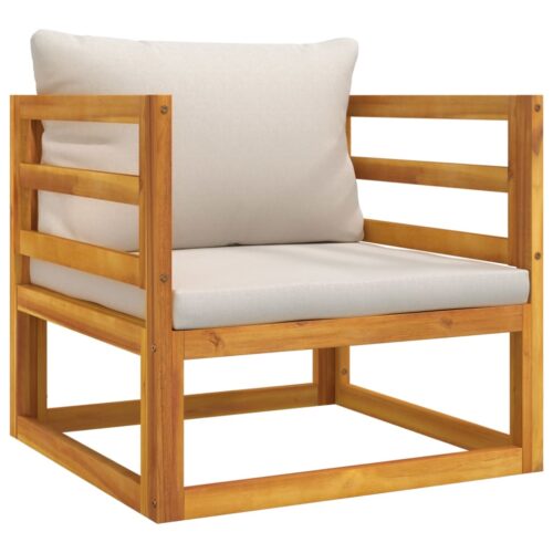 Garden Chair with Grey Cushions Solid Wood Acacia