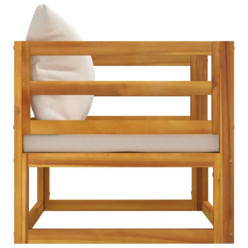 Garden Chair with Grey Cushions Solid Wood Acacia - Image 4