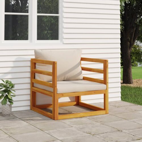 Garden Chair with Grey Cushions Solid Wood Acacia - Image 9