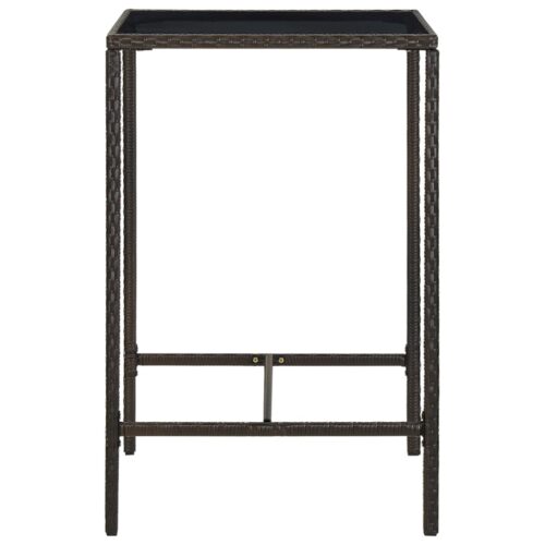 Garden Bar Table Brown 70x70x110cm Poly Rattan Glass - Image 3