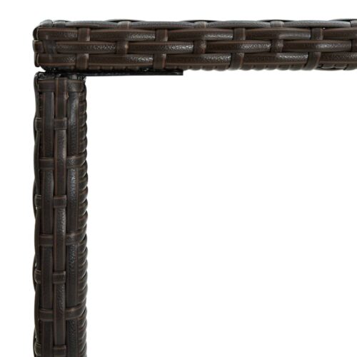 Garden Bar Table Brown 70x70x110cm Poly Rattan Glass - Image 4
