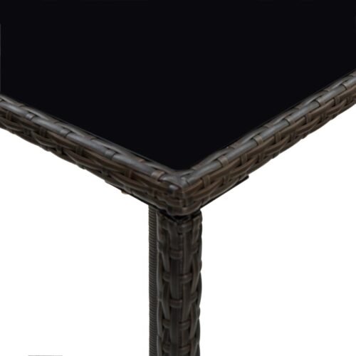 Garden Bar Table Brown 70x70x110cm Poly Rattan Glass - Image 5