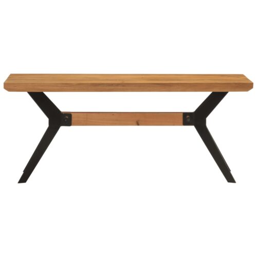 Dining Bench 110x40x46cm Solid Wood Acacia Steel - Image 2