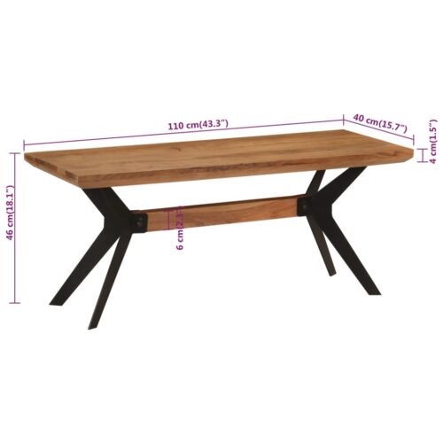 Dining Bench 110x40x46cm Solid Wood Acacia Steel - Image 7