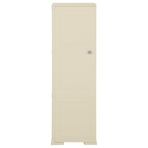 Wooden Plastic Cabinet Clothes Storage Shelf Rack Wardrobe Cupboard Angora White 40x43x125cm - Image 2