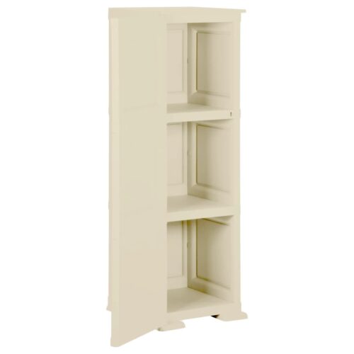 Wooden Plastic Cabinet Clothes Storage Shelf Rack Wardrobe Cupboard Angora White 40x43x125cm - Image 5