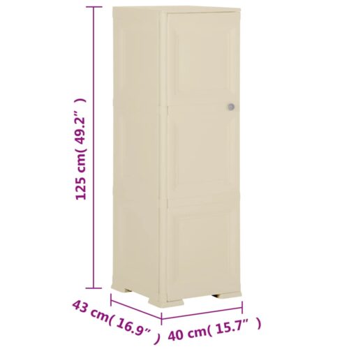 Wooden Plastic Cabinet Clothes Storage Shelf Rack Wardrobe Cupboard Angora White 40x43x125cm - Image 8