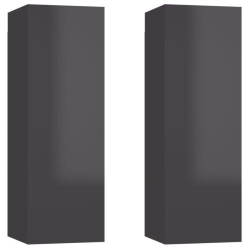 TV Cabinets 2pcs High Gloss Grey 30.5x30x90cm Engineered Wood