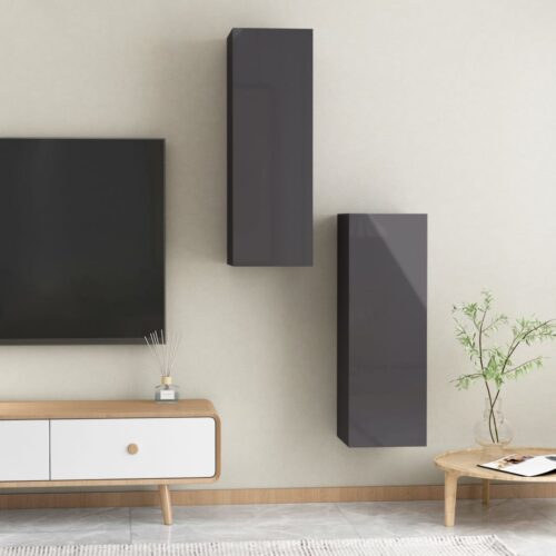 TV Cabinets 2pcs High Gloss Grey 30.5x30x90cm Engineered Wood - Image 10
