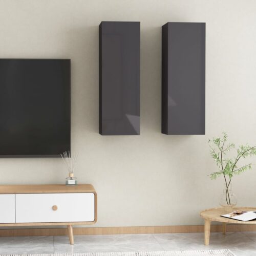 TV Cabinets 2pcs High Gloss Grey 30.5x30x90cm Engineered Wood - Image 12
