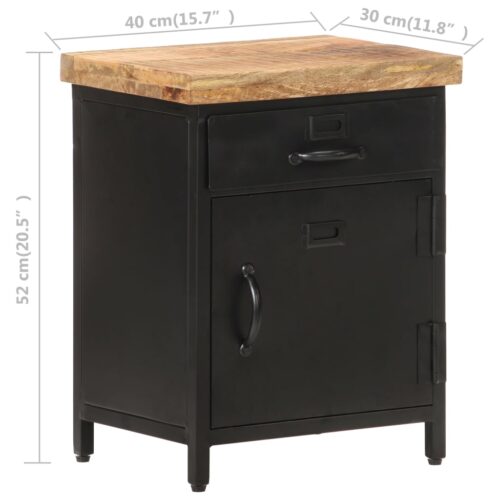Bedside Cabinet 40x30x52cm Rough Mango Wood - Image 8