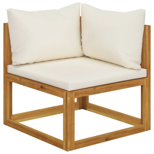 Sectional Corner Sofa Cream White Cushion Solid Acacia Wood - Image 6