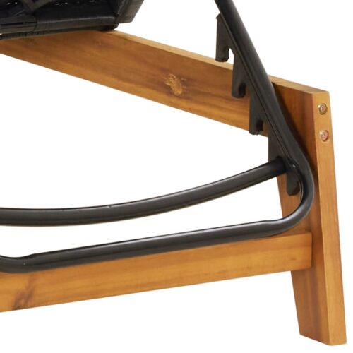 Sun Lounger with Table Poly Rattan Solid Wood Acacia - Image 10