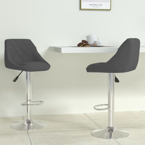 Bar Stool 2pcs Dark Grey Velvet