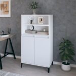 Highboard White 60x36x110cm Engineered Wood