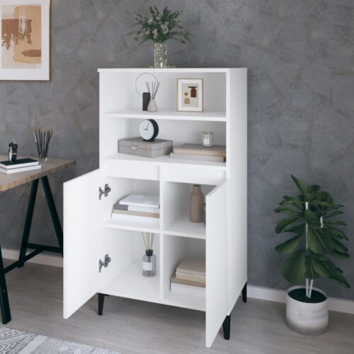 Highboard White 60x36x110cm Engineered Wood - Image 6