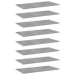 Bookshelf Boards 8pcs Concrete Grey 80x40x1.5cm Engineered Wood