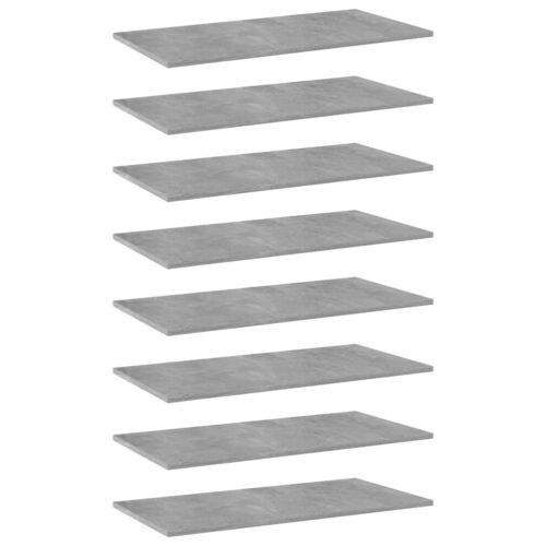 Bookshelf Boards 8pcs Concrete Grey 80x40x1.5cm Engineered Wood
