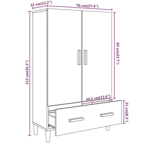 Highboard Black 70x31x115cm Engineered Wood - Image 9