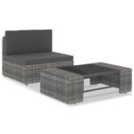 2-Piece Garden Lounge Set Poly Rattan Grey