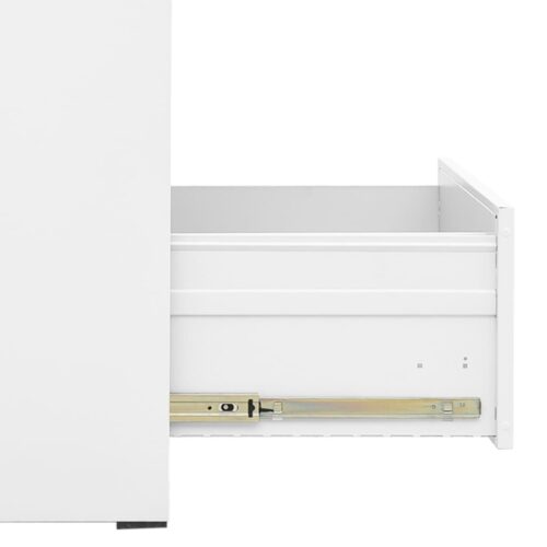 3-Drawers Filing Cabinet Office Storage Shelves File Rack Cupboard Steel White - Image 7