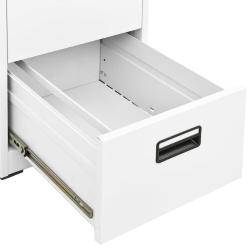 3-Drawers Filing Cabinet Office Storage Shelves File Rack Cupboard Steel White - Image 8