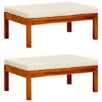 Garden Footrests 2pcs Solid Acacia Wood
