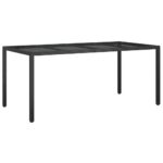 Tempered Glass Garden Table Wicker Rattan Outdoor Indoor Patio Dining Lounge Bistro 190x90x75cm