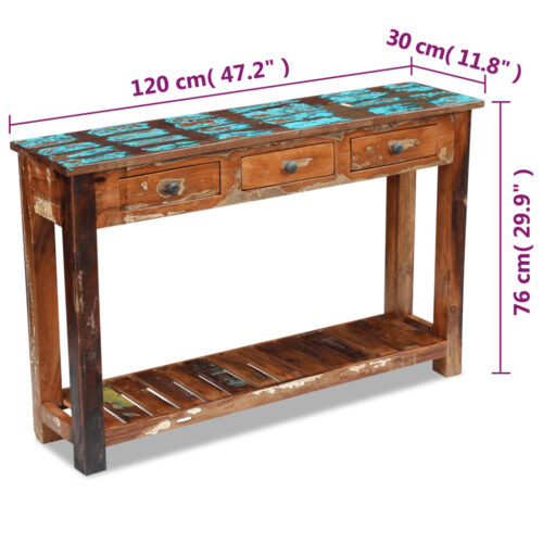 Console Table Solid Reclaimed Wood 120x30x76cm - Image 8