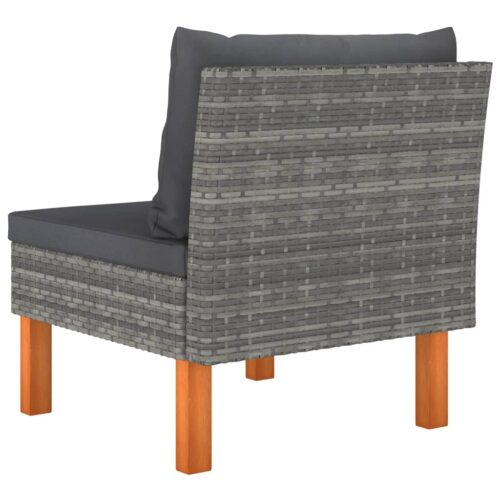Middle Sofas 2pcs Poly Rattan Solid Eucalyptus Wood - Image 6