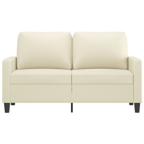 2-Seater Sofa Lounge Couch Futon Chair Modern Fabric Faux Leather Cream 120cm - Image 3