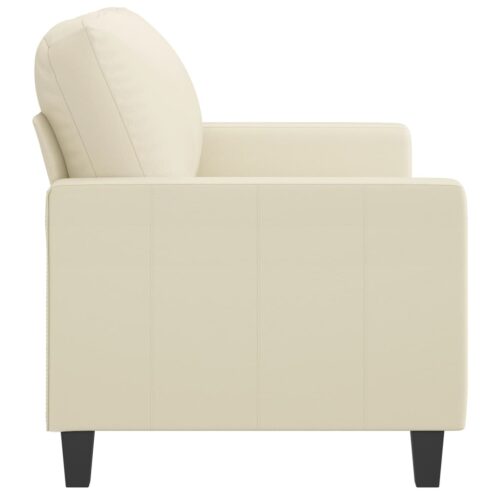 2-Seater Sofa Lounge Couch Futon Chair Modern Fabric Faux Leather Cream 120cm - Image 4
