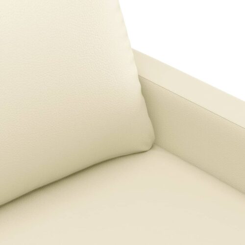 2-Seater Sofa Lounge Couch Futon Chair Modern Fabric Faux Leather Cream 120cm - Image 6