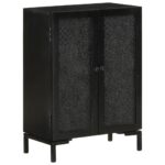 Sideboard Black 55x30x77cm Solid Wood Mango Iron