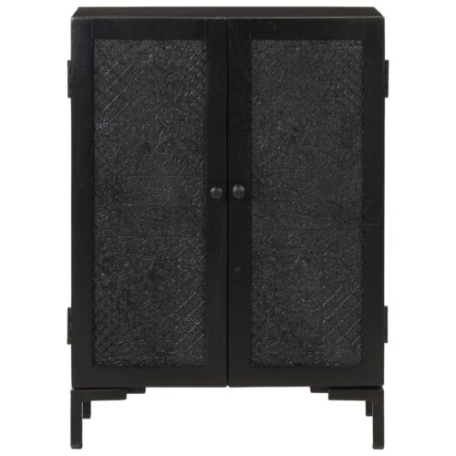 Sideboard Black 55x30x77cm Solid Wood Mango Iron - Image 2