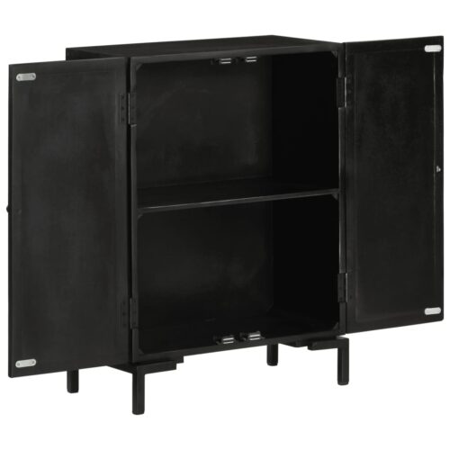Sideboard Black 55x30x77cm Solid Wood Mango Iron - Image 4
