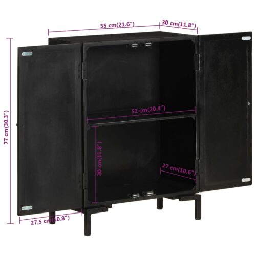 Sideboard Black 55x30x77cm Solid Wood Mango Iron - Image 7