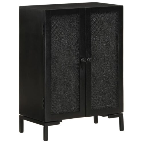 Sideboard Black 55x30x77cm Solid Wood Mango Iron - Image 8