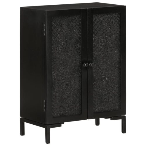 Sideboard Black 55x30x77cm Solid Wood Mango Iron - Image 9