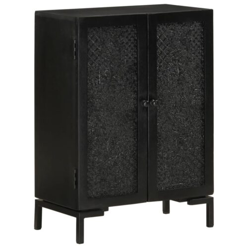 Sideboard Black 55x30x77cm Solid Wood Mango Iron - Image 10