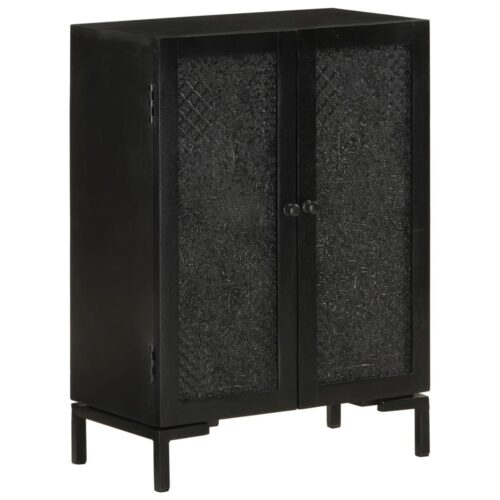 Sideboard Black 55x30x77cm Solid Wood Mango Iron - Image 12
