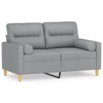 2-Seater Sofa with Cushions Lounge Couch Futon Chair Fabric Light Grey 120cm