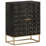Sideboard Black 55x34x75cm Solid Wood Mango Iron