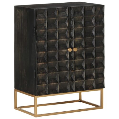 Sideboard Black 55x34x75cm Solid Wood Mango Iron
