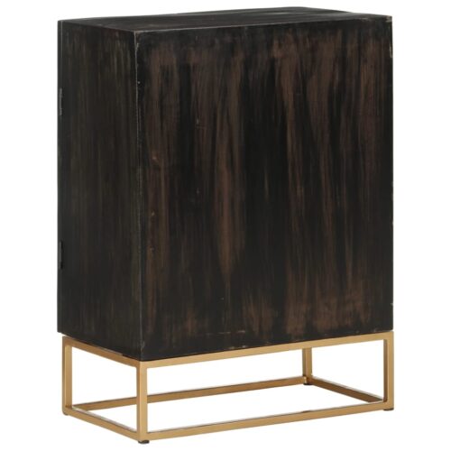 Sideboard Black 55x34x75cm Solid Wood Mango Iron - Image 3