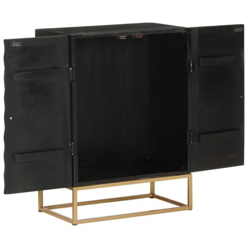 Sideboard Black 55x34x75cm Solid Wood Mango Iron - Image 4